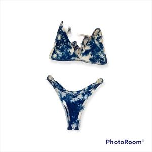 Blue Tie Dye Tanga Bikini Set